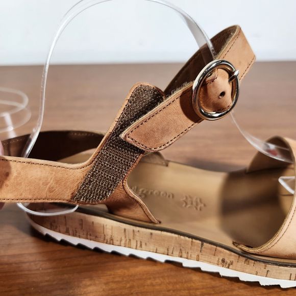 Paul Green Shoes Womens Size 7.5 UK  10 US Open Toe Leather Tan Sandal *FLAWS* - Picture 13 of 16